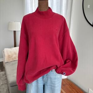 Champion Heavyweight Mock Neck Sweatshirt Reverse Weave Red Vintage Inspired XL